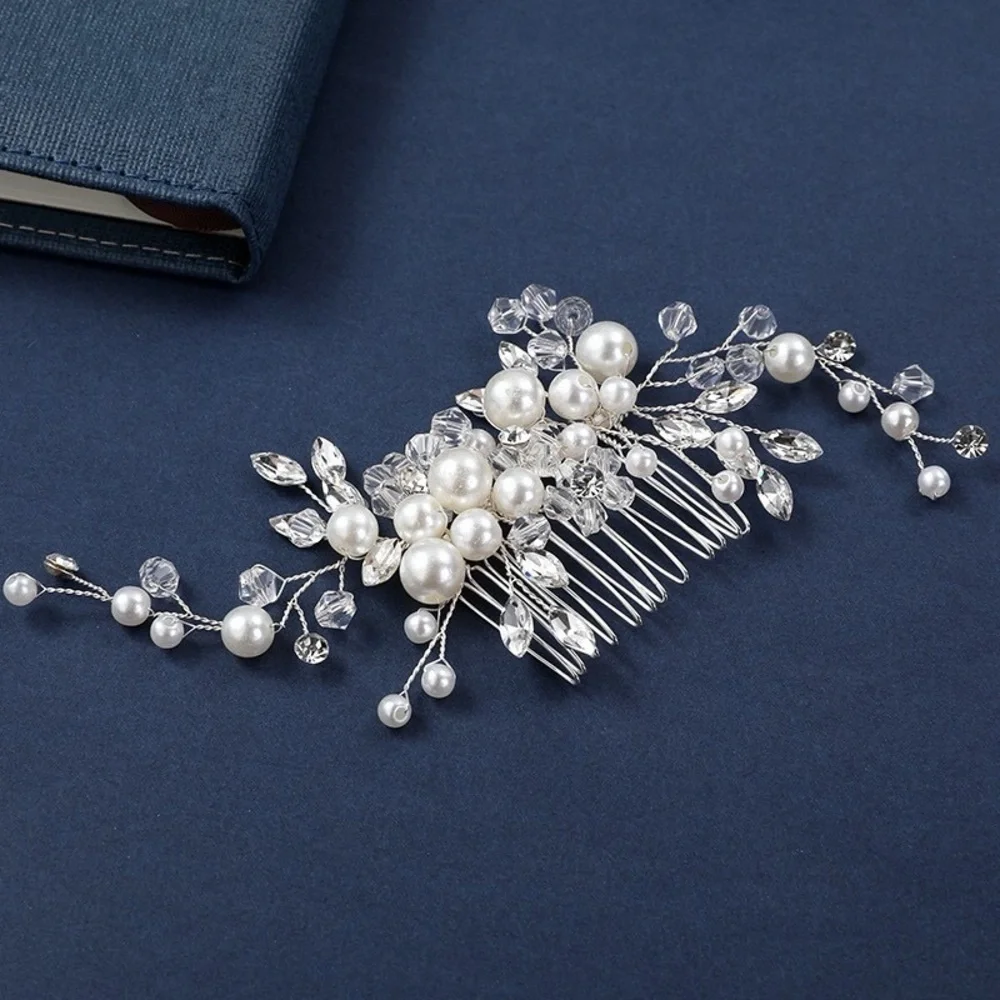 Elegant Silver and White Hair Comb